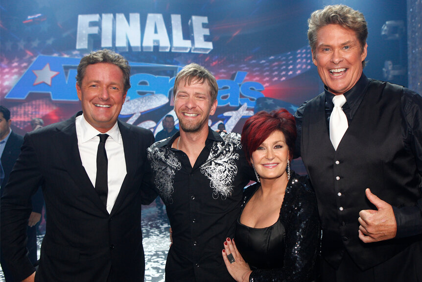 Kevin Skinner with the judges of America's Got Talent Season 4