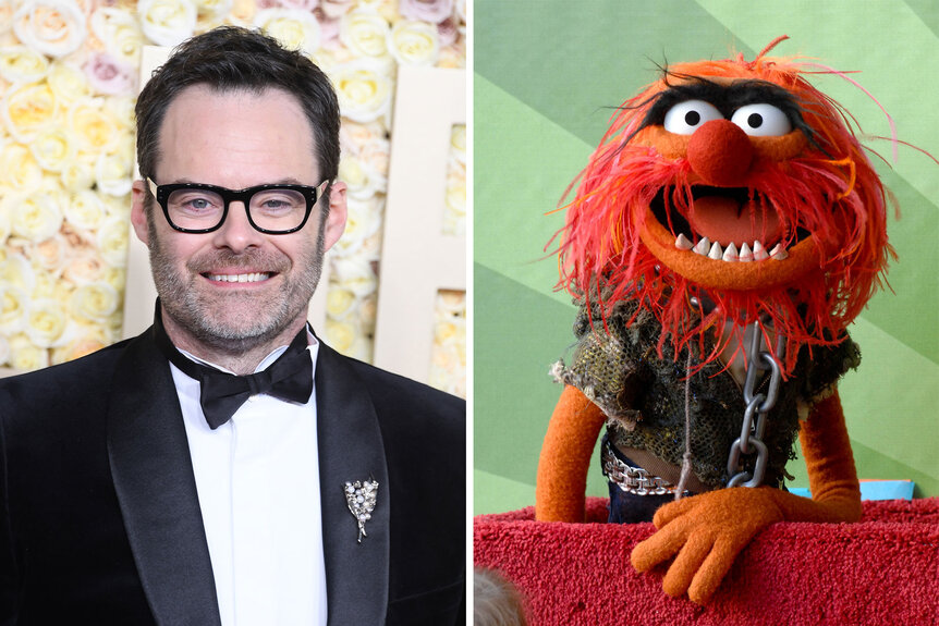 Split of Bill Hader and Animal the muppet