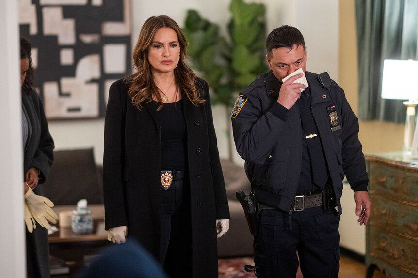 Captain Olivia Benson and Officer Eddie Montero in Law & Order: Special Victims Unit Season 25 Episode 7.