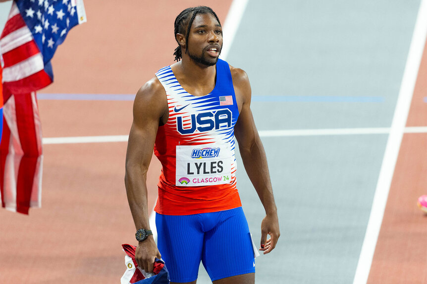 Noah Lyles during the third day of the World Athletics Indoor Championships