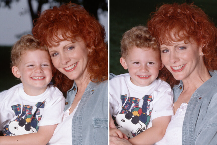 Reba McEntire with her son Shelby Steven McEntire Blackstock as a little boy