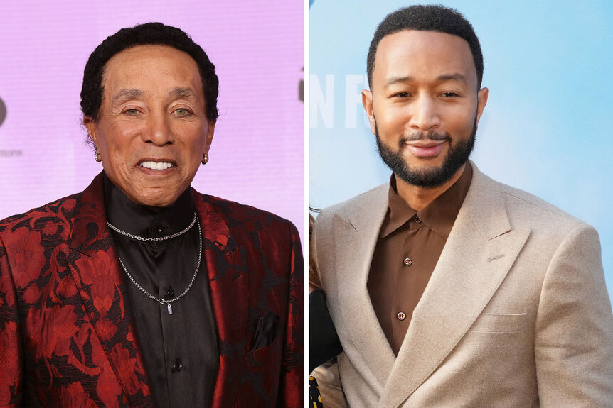 Split of Smokey Robinson and John Legend