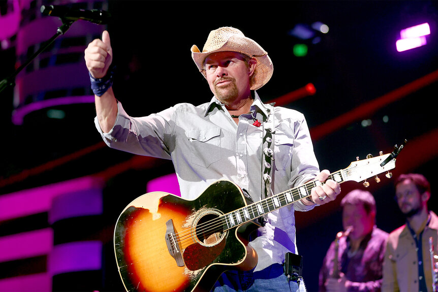 Toby Keith performs on stafe at the 2021 iHeartCountry Festival