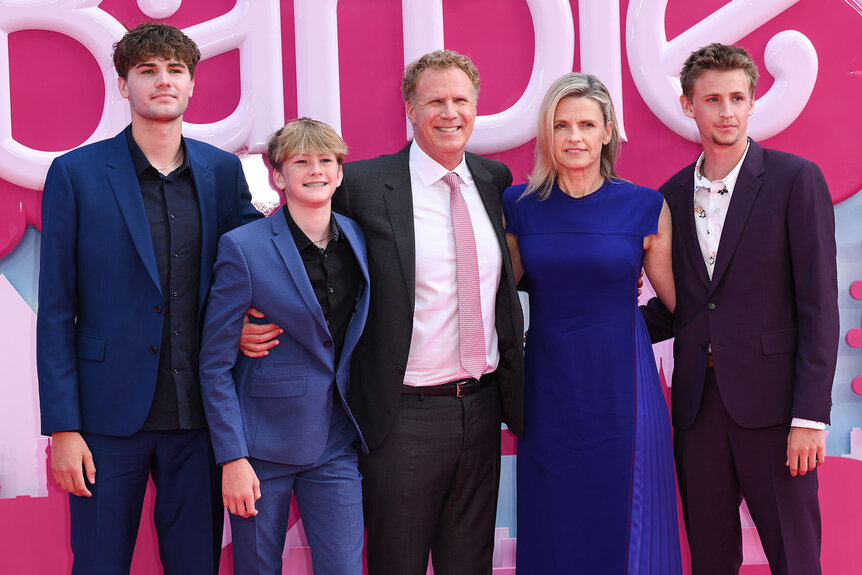 Mattias Paulin Ferrell, Axel Paulin Ferrell, Will Ferrell, Viveca Paulin and Magnus Paulin Ferrell attend the premiere of "Barbie"