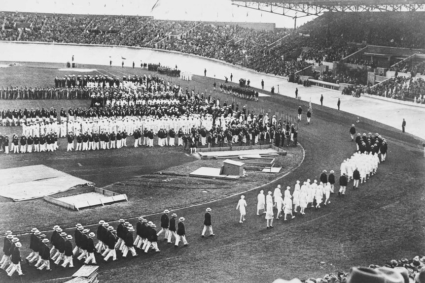 The opening ceremony at the 1924 Summer Olympics.