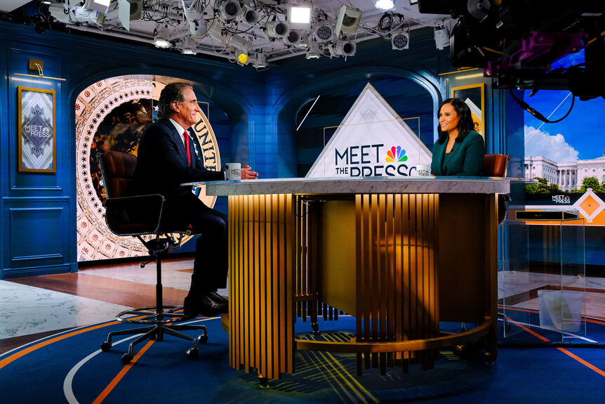 Gov. Doug Burgum (R-ND) and moderator Kristen Welker appear on “Meet the Press” on Sunday June 30, 2024.