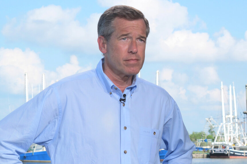 Nightly News anchor Brian Williams wears a blue shirt while on air