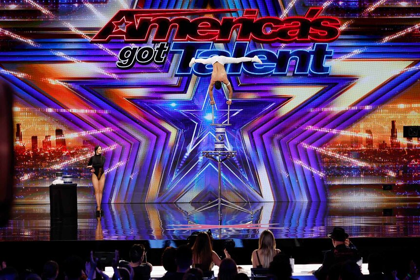 Alejandro Licea Pellon performs onstage on America's Got Talent Episode 1908.