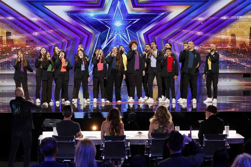 The Jerusalem Youth Chorus performs onstage on America's Got Talent Episode 1907.