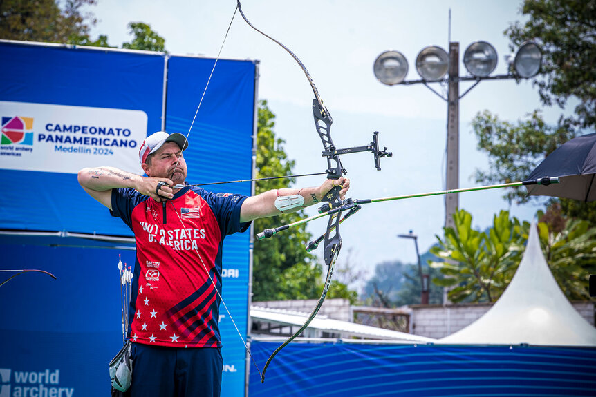 Brady Ellison of USA during the Men's recurve finals during the 2024 Pan American Championships