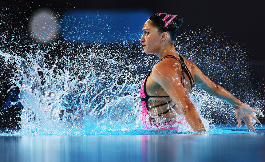 Anita Alvarez and Ruby Remati of Team USA perform their routine in the Women's Duet Free