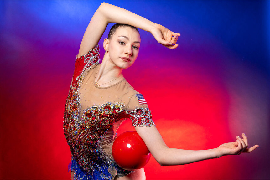 Gymnast Evita Griskenas poses for a portrait during the 2024 Team USA Media Summit