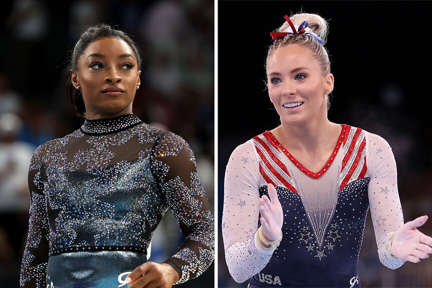 Split of Simone Biles and Mykayla Skinner