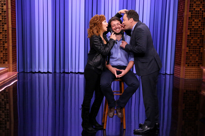 Reba McEntire and host Jimmy Fallon during a Suggestion Box skit on The Tonight Show