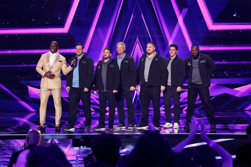 Terry Crews and Sky Elements on stage during AGT Episode 1912