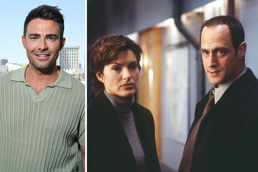 A split of Jonathan Bennett and Elliot Stabler and Olivia Benson on Law and Order SVU