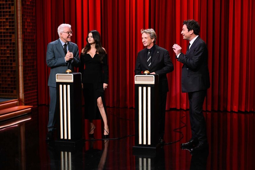 Steve Martin, Selena Gomez, & Martin Short play a game on the tonight show episode 2018