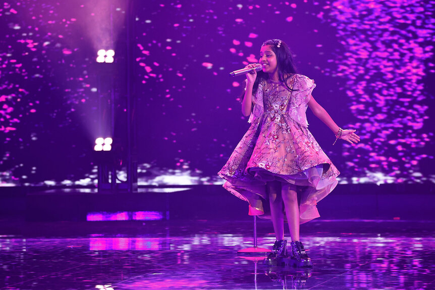 Pranysqa Mishra performs onstage during America's Got Talent