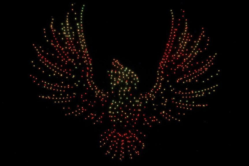 Sky Elements creates a bird with lights on AGT