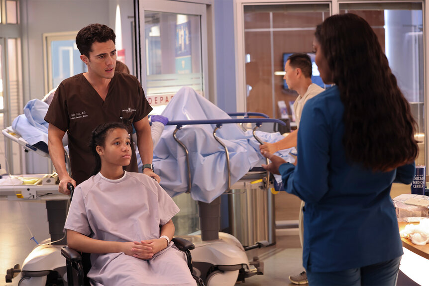 Dr John Frost talk to Maggie Lockwood on Chicago Med Season 10 Episode 1