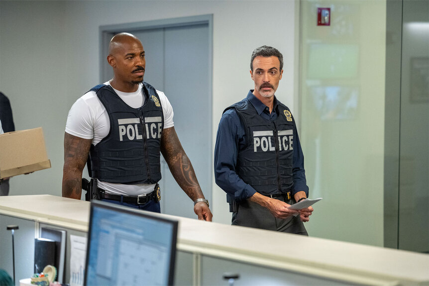 xDet. Jalen Shaw (Mehcad Brooks) and Det. Vincent Riley (Reid Scott) wear bulletproff vests