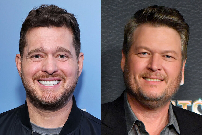 A split of Michael Bublé and Blake Shelton.