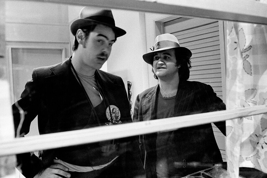 Dan Aykroyd as Eliot Ness and John Belushi as Rico during "The Untouchables" skit