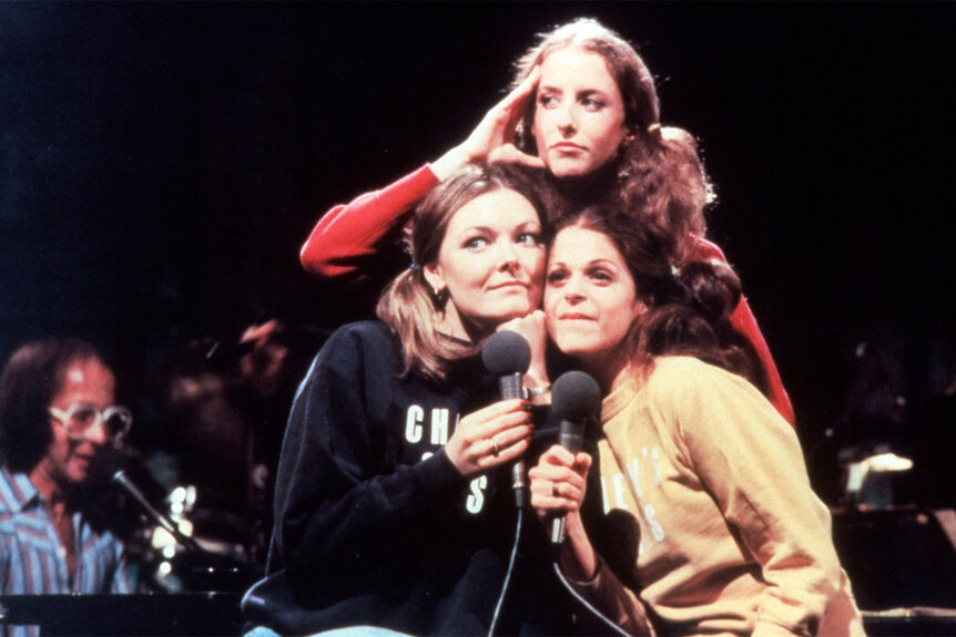 Jane Curtin Laraine Newman and Gilda Radner during a sketch on Saturday Night Live