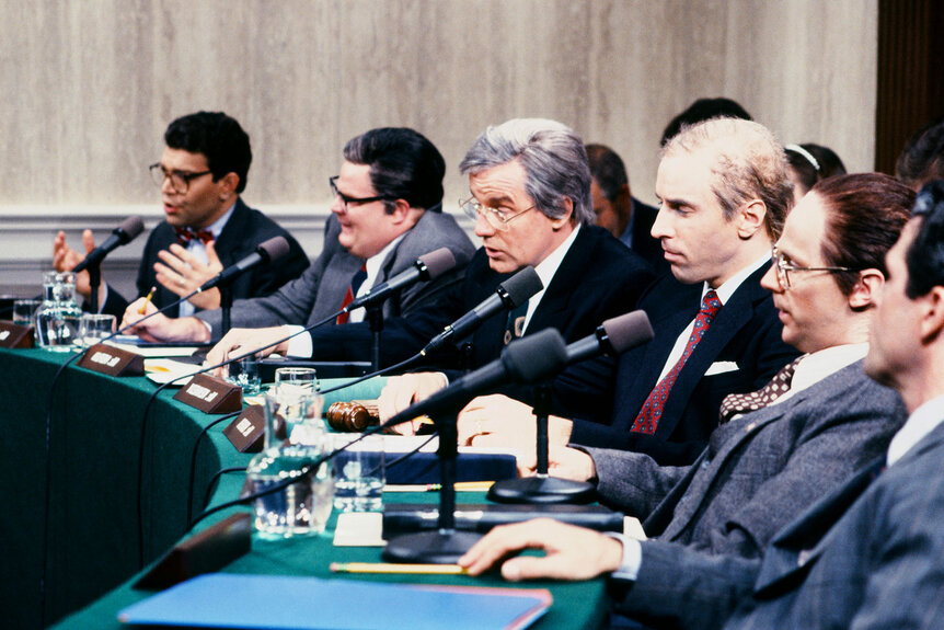 Kevin Nealon appears as Joseph Biden alongisde other SNL cast member during a skit about Clarence Thomas