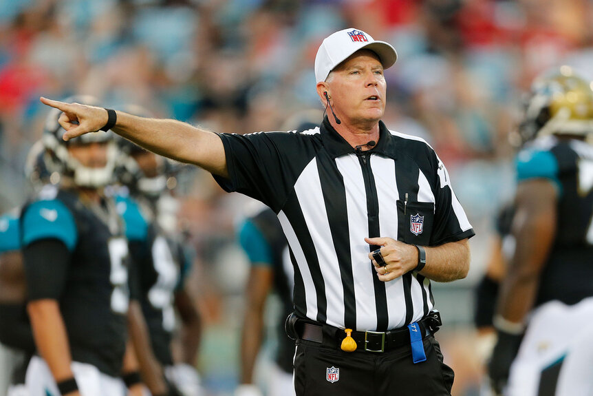 Terry McAulay makes a call during first quarter actin between the Jacksonville Jaguars and the Tampa Bay Buccaneers