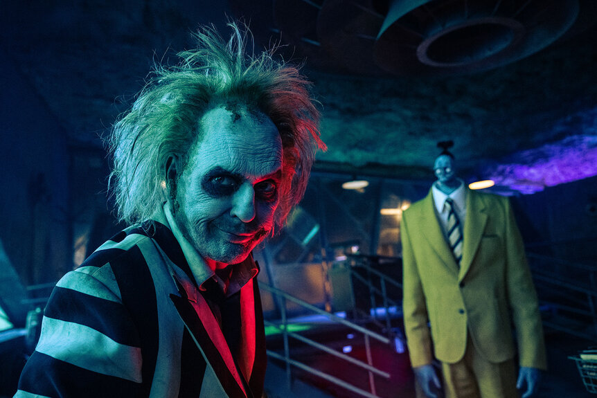 Michael Keaton as Beetlejuice in the comedy, “Beetlejuice Beetlejuice”