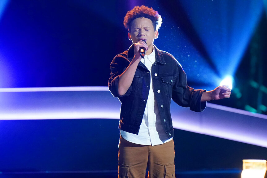 Jaylen Dunham performs onstage during The Voice Season 26 Episode 3.