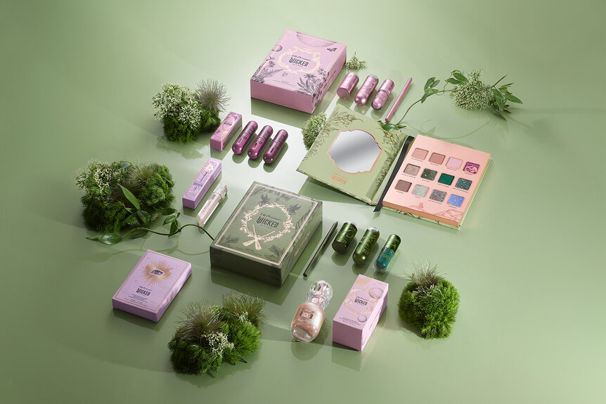 A set up of all the makeup for the REM beauty Wicked collaboration