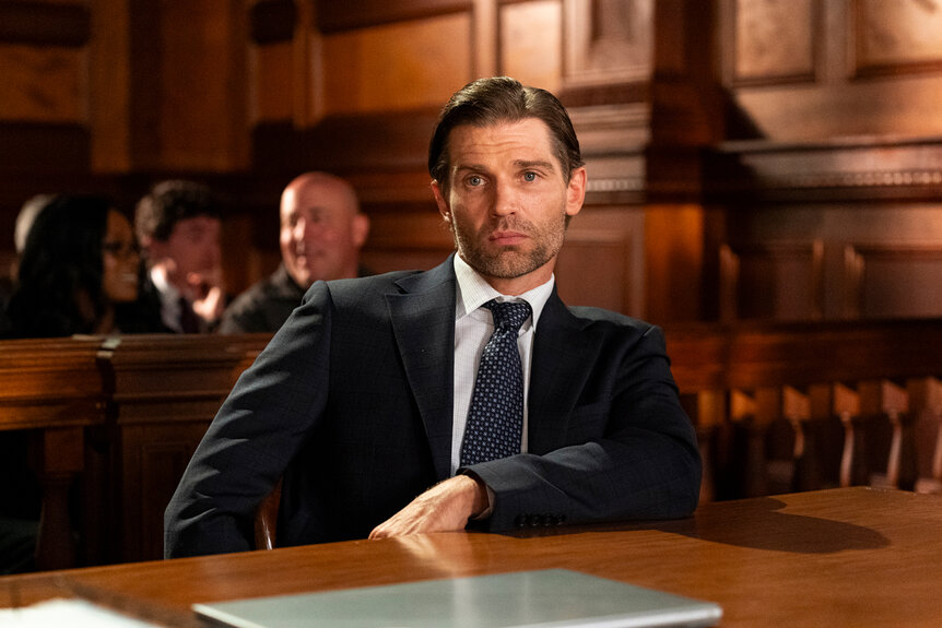 Lt. Miles Brandt sits in in court on Law & Order Season 24 Episode 8.