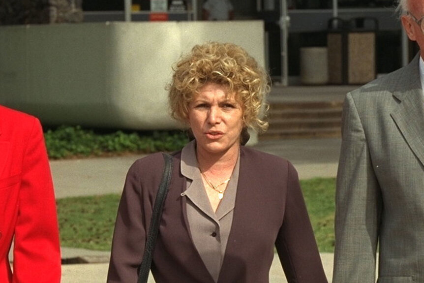 Leslie Abramson outside of the courthouse during the trial of the Menendez brothers in Los Angeles.