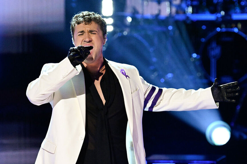 Jeremy Beloate performs during Season 26 Episode 16 of The Voice.