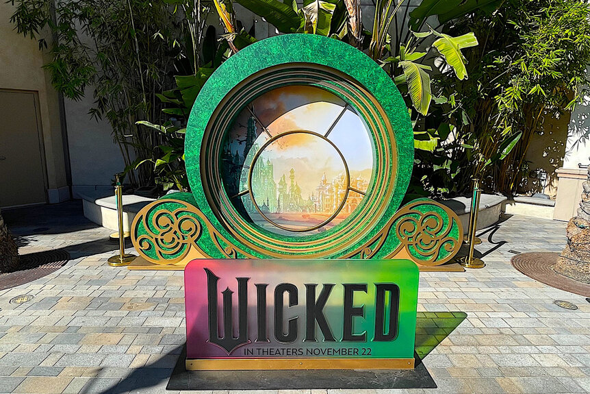 A sign for wicked outside in Universal Studios Hollywood