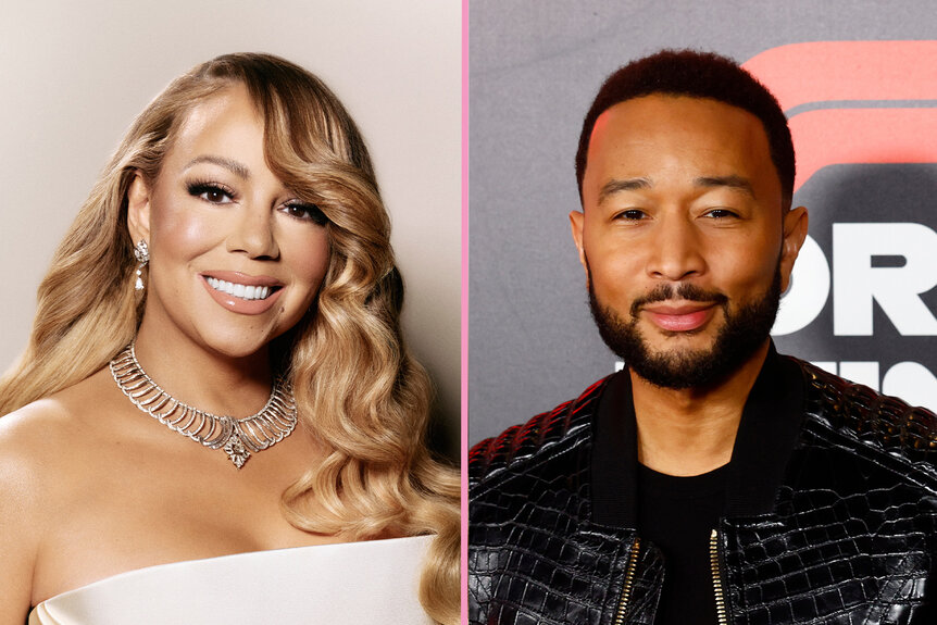 A split featuring Mariah Carey and John Legend