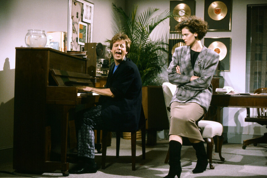 Dana Carvey and Sigourney Weaver during a sketch on Saturday Night Live