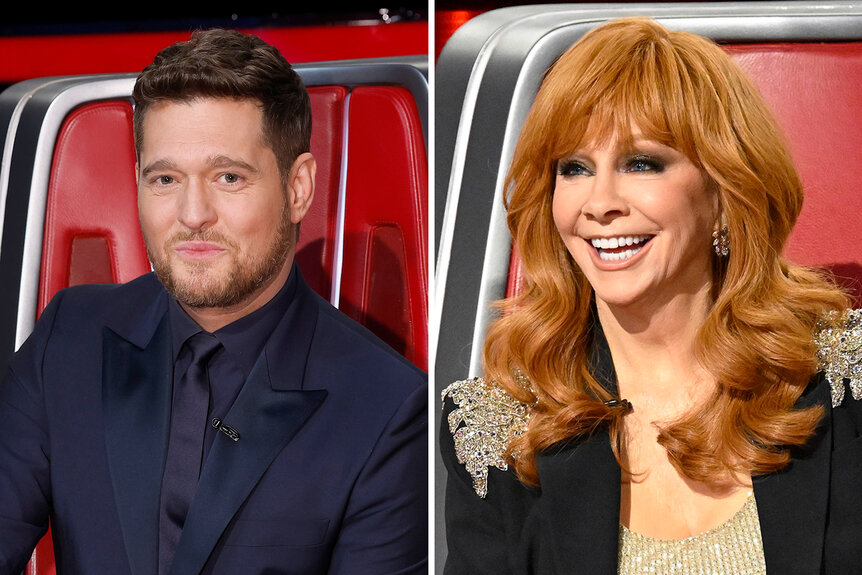 A split of Michael Buble and Reba McEntire on The Voice Season 26 Episode 19B