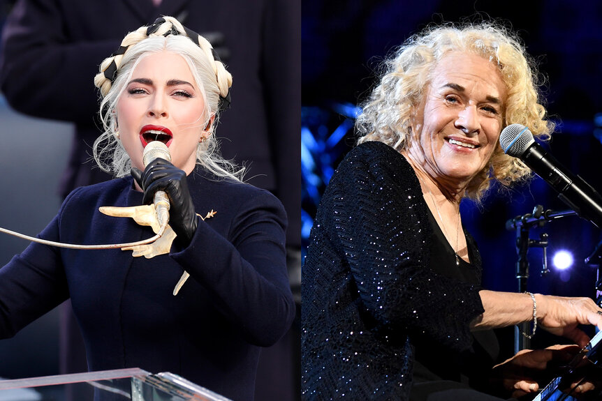 A split featuring Lady Gaga and Carole King