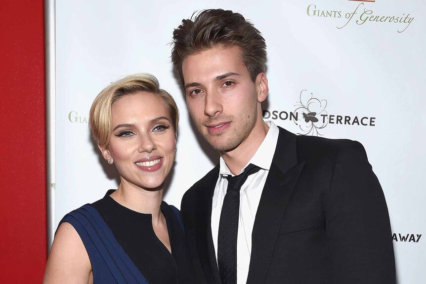 Scarlett Johansson and her brother Hunter Johansson pose together.