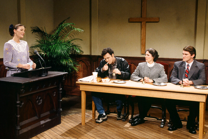 Nancy Walls during a church sketch on Saturday Night Live Season 21