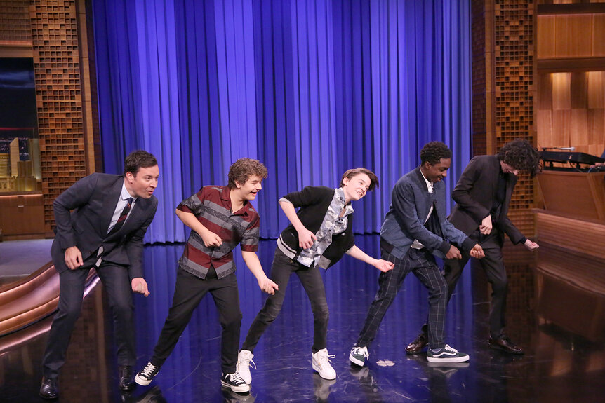 The Stranger Things Cast dance with Jimmy Fallon on The Tonight Show Starring Jimmy Fallon Season 5 Episode 38