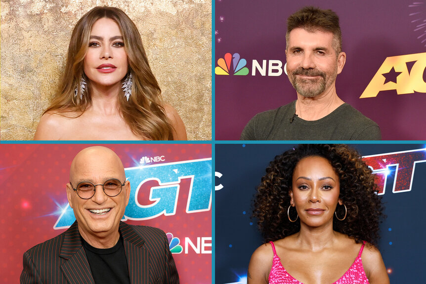 A split featuring Sofia Vergara, Simon Cowell, Howie Mandel, and Mel B.