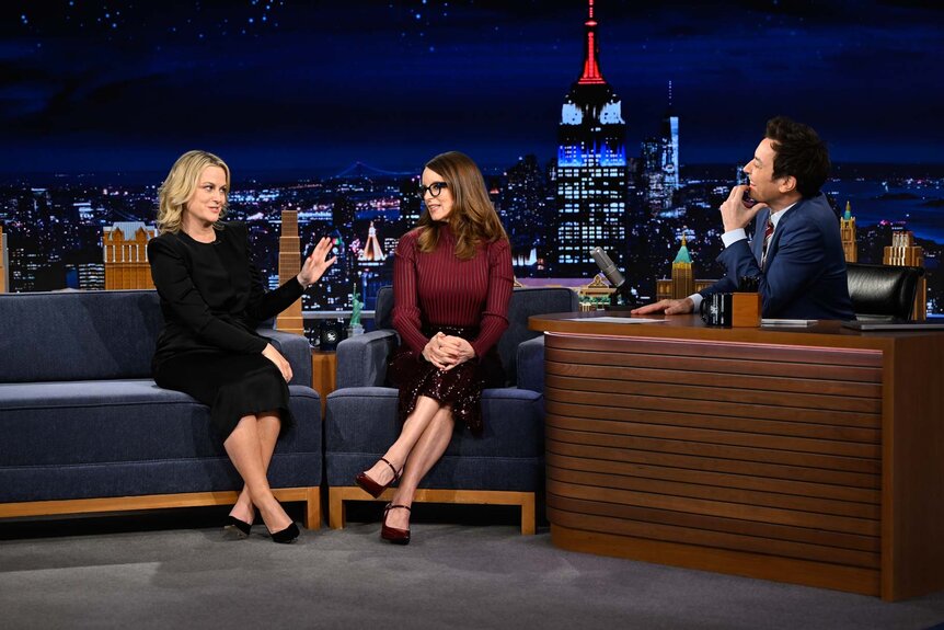 Amy Poehler and Tina Fey talk to jimmy fallon on the tonight show starring jimmy fallon season 12, episode 71