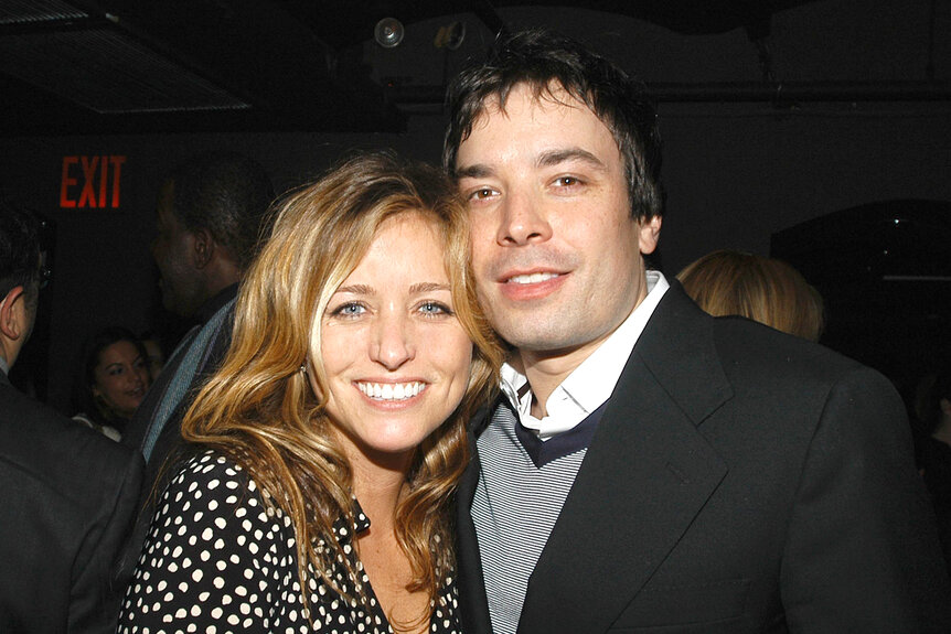 Jimmy Fallon and Nancy Juvonen pose together at the after party of a movie premiere