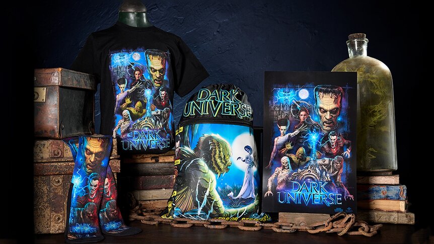 Assorted Dark Universe merchandise