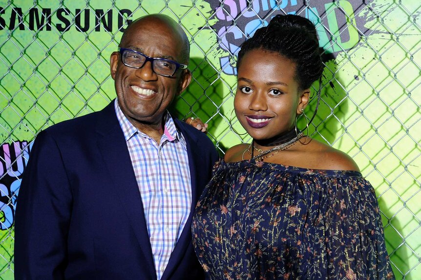 Al Roker and daughter Leila Roker posing and smiling at the premiere of Suicide Squad.