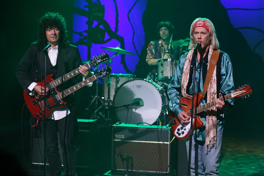 Kevin Bacon and Jimmy Fallon perform on stage on The Tonight Show Starring Jimmy Fallon Season 3 Episode 199